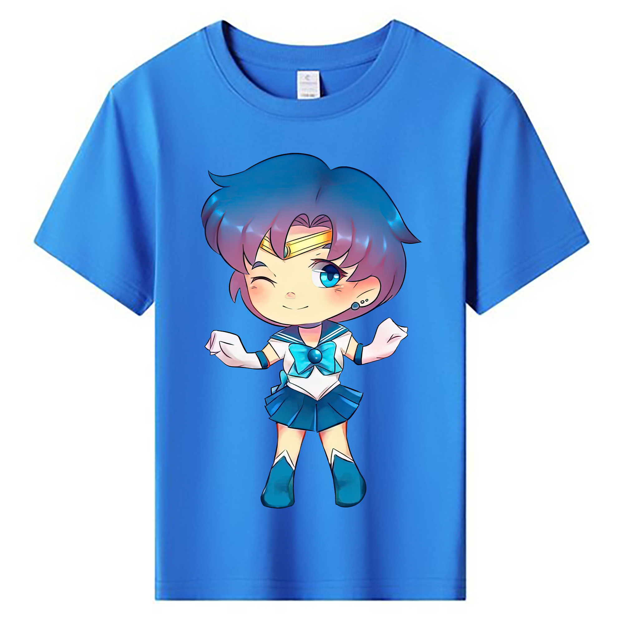 （画像用） 美少女戦士セーラームーン 水野 亜美 みずの あみ Sailor Moon Mizuno Ami 綿100％キッズTシャツ（フロントプリント）